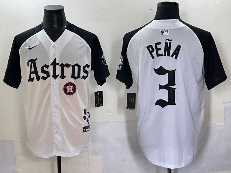 Men 2025 Houston Astros #3 Pena white black Five generations Joint Name Nike MLB Jersey style 10